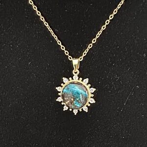 Gold and Blue Pendant Necklace